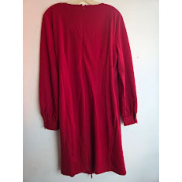 NWT DKNY Red V-Neck Faux Wrap Long Sleeve Semi Formal/Cocktail Dress size 16 - Picture 3 of 9
